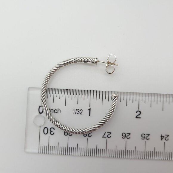 DAVID YURMAN Sterling Silver Classic Cable Hoop Earrings 1.5 inch with Pouch - Picture 4 of 9